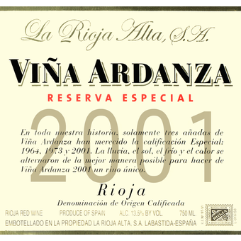 Viewing  La Rioja Alta Vina Ardanza Reserva Especial on Wine Library.