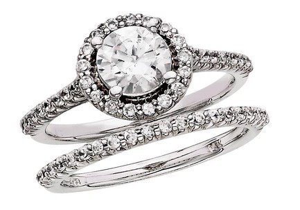 Halo Style Engagement Set in 14K White Gold