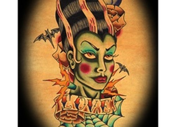 Bride of Frankenstein by Christopher Perrin Lowbrow Tattoo Art Print