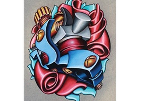 Art Skool by Jeremy Miller New School Color Tattoo Gun Art Print