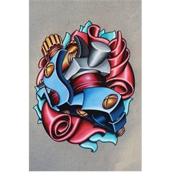 Art Skool by Jeremy Miller New School Color Tattoo Gun Art Print