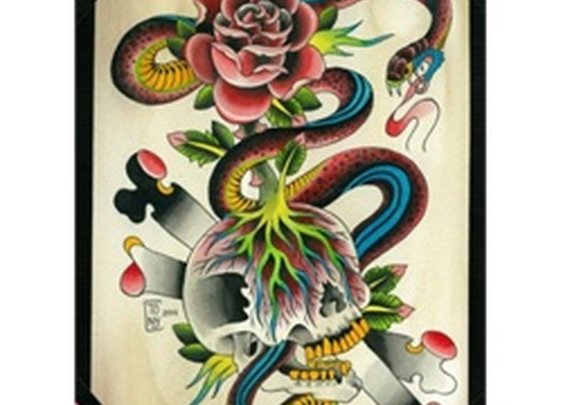 Blue Death by Tony Carey Snake Tattoo Designs Canvas Art Print