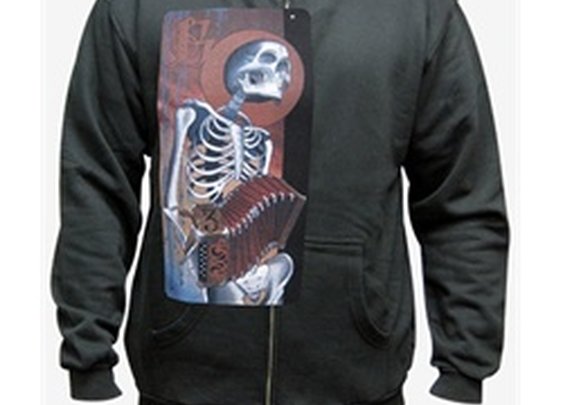 Akkordeon Skeleton Musician by Bjorn Liebner Men's Black Zip Up Hoodie