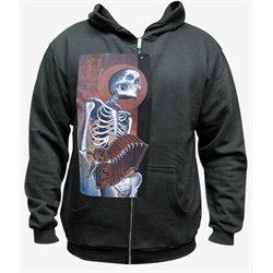 Akkordeon Skeleton Musician by Bjorn Liebner Men's Black Zip Up Hoodie