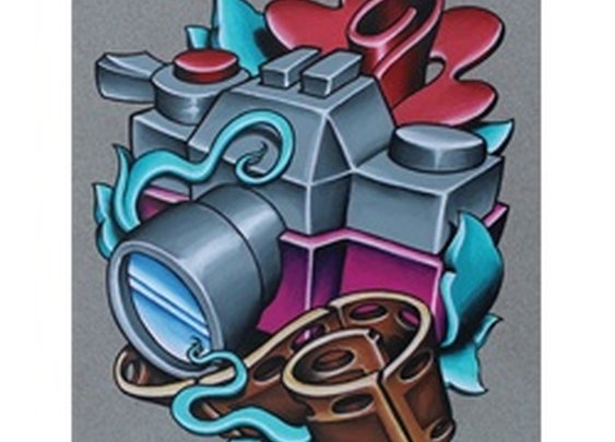 35mm by Jeremy Miller New School Color Tattoo Camera Art Print