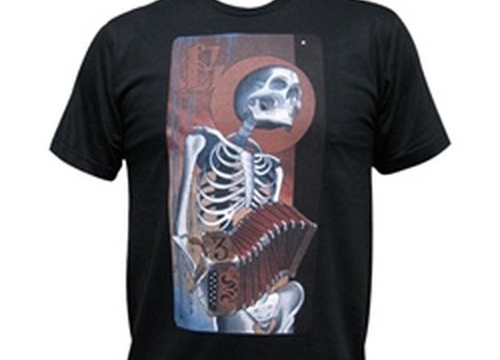 Akkordeon Skeleton Musician by Bjorn Liebner Men's Lowbrow T Shirt