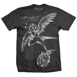Sketchbird by Jime Litwalk Steampunk Tattoo Sparrow Compass Tee Shirt