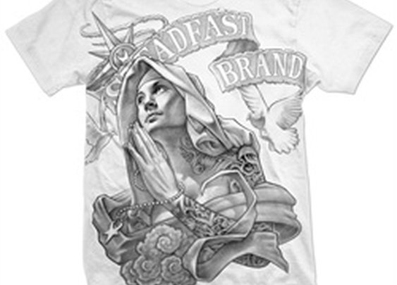Tattooed Virgin Mary by Franke and Steadfast Men’s Tattoo White Tee