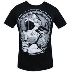 Queen Mary Long Beach by Ian McNeil Tattooed Sailor Girl Men's T-Shirt
