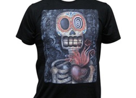 My Sacred Heart Sugar Skull by Abril Andrade Men's Tattoo Art T Shirt