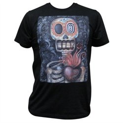 My Sacred Heart Sugar Skull by Abril Andrade Men's Tattoo Art T Shirt