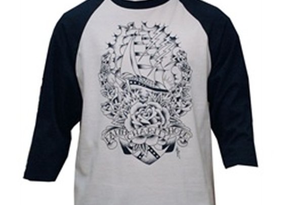 Clippership by Todd Heying Tattoo Baseball T Shirt