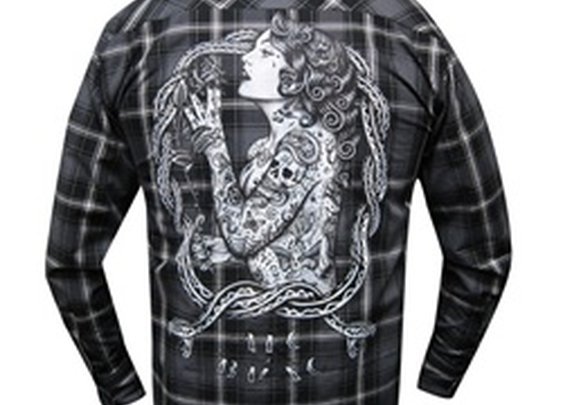 Eve by Jarad Bryant Tattoo Long-Sleeve Button-down Plaid Men's Shirt