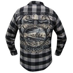 Battleship by Britton McFetridge Long-Sleeve Flannel Plaid Men's Shirt