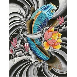 Blue Koi by English Tattoo Art Canvas Print