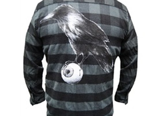 Raven by Kenn Olsen Tattoo Art Long-Sleeve Flannel Plaid Men's Shirt