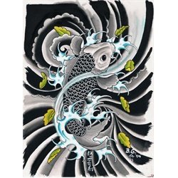 BG Koi by Brother Greg Tattoo Art Canvas Print