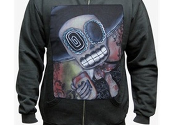 Martin Mariachi Sugar Skull by Abril Andrade Men's Tattoo Art Hoodie