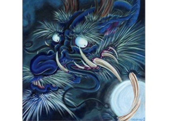 Blue Dragon by Mike Godfrey Tattoo Art Canvas Print