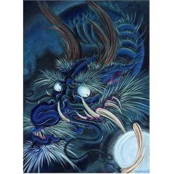 Blue Dragon by Mike Godfrey Tattoo Art Canvas Print