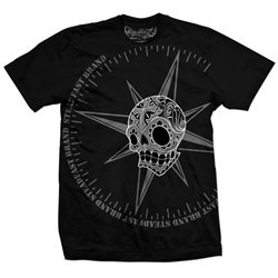 Sugar Skull and Compass by Jime Litwalk Steampunk Tattoo Men’s T Shirt