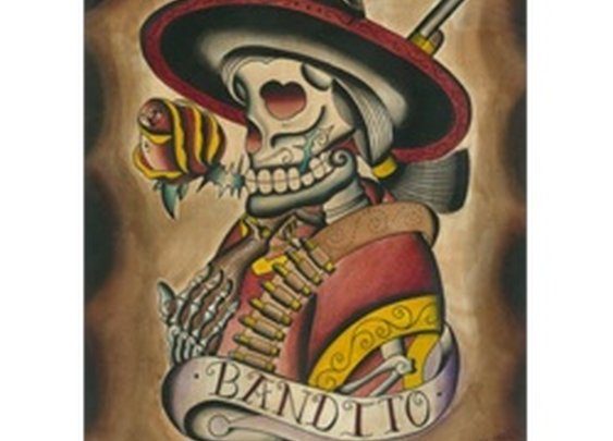 Bandito by Joshua Gargalione Tattoo Art Canvas Print