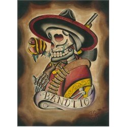 Bandito by Joshua Gargalione Tattoo Art Canvas Print