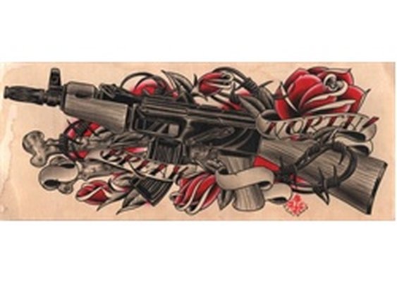 Break North by 2 Cents Tattoo Art Canvas Print