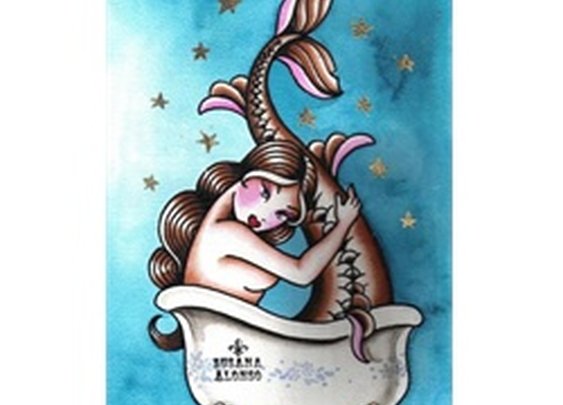 Bath by Susana Alonso Tattoo Art Canvas Print