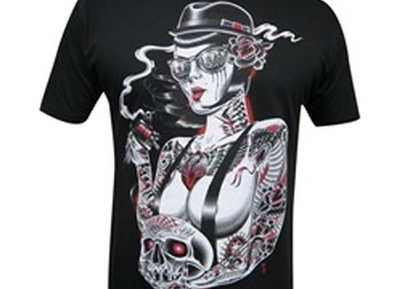 Tears by Tyler Bredeweg Tattooed Woman with Tattoo Gun Men's T Shirt
