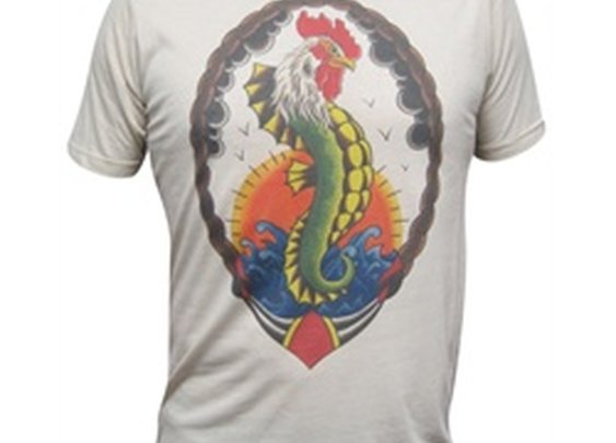 Chicken of the Seas by Atom Compton Mens Rooster Chimera Natural Tattoo T Shirt