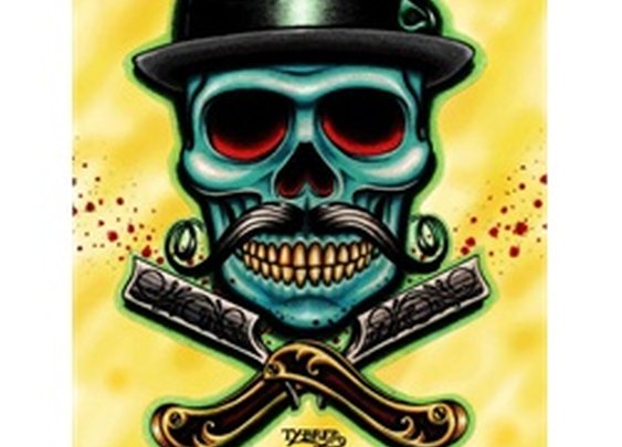 Barber Skull by Tyler Bredeweg Tattoo Art Canvas Print