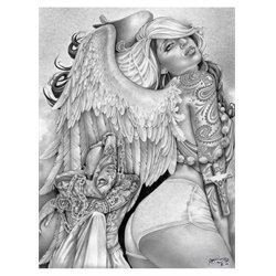 Angel Girl by Mouse Lopez Prison Drawings Art Print