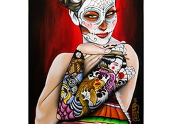 Andi by Gustavo Rimada Latina Death Mask Tattoo Art Print