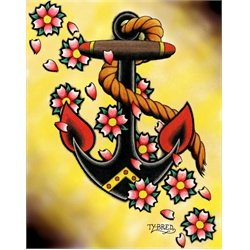 Anchor and Flowers by Tyler Bredeweg Tattoo Art Canvas Print