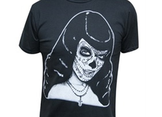 Bettie Tattooed with Sugar Skull Mask by Josh Stebbins Men’s T Shirt