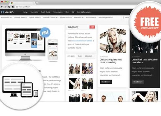 Music free responsive Joomla! 2.5 template od GavickPro | Freelancing, grafika komputerowa - warstwy.com