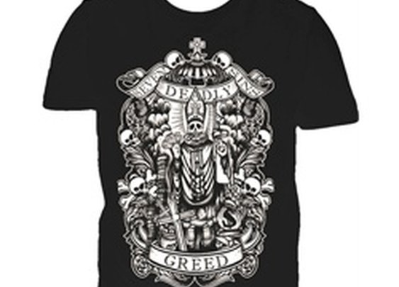 Men's Greed by Se7en Deadly Tattoo Goth Art Punk Black T-Shirt