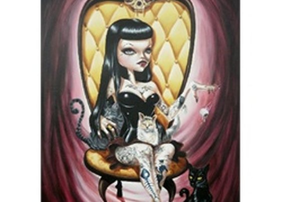 Felinea by Gabi Spree Sexy Tattooed Cat Lady Canvas Art Giclee Print