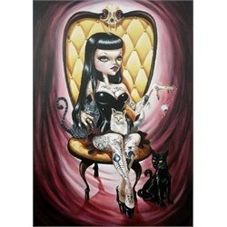 Felinea by Gabi Spree Sexy Tattooed Cat Lady Canvas Art Giclee Print