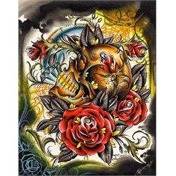 Gold Teeth by Tomas Archuleta Skull Diamonds Canvas Art Giclee Print