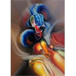 Tingu Mask by Tomas Archuleta Snake Serpent Canvas Art Giclee Print