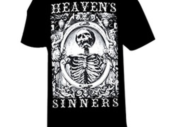 Mens Heavens Sinners by Se7en Deadly Gothic Skeleton Black T Shirt