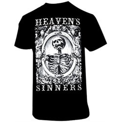 Mens Heavens Sinners by Se7en Deadly Gothic Skeleton Black T Shirt
