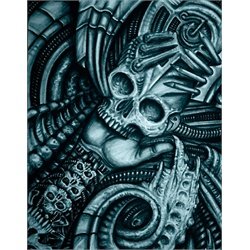 Alien Bio by Roman Blue Bio-Mechanical Tattoo Artwork Art Canvas Print