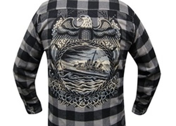 Battleship by Britton McFetridge Long-Sleeve Flannel Plaid Men's Shirt