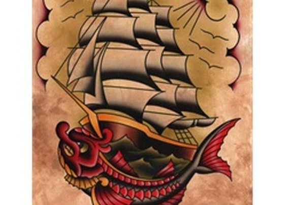 Ahoy by Aaron Cox Tattoo Art Canvas Print