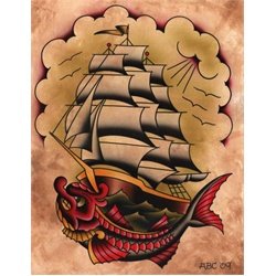 Ahoy by Aaron Cox Tattoo Art Canvas Print