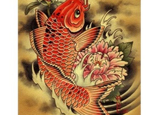 Carp by Aaron Cox Tattoo Art Canvas Print