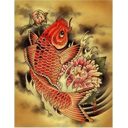 Carp by Aaron Cox Tattoo Art Canvas Print